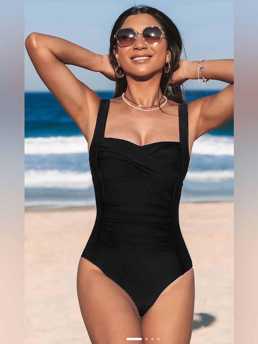 Cupshe Black Sweetheart Tummy Control One-Piece Swimsuit Size Medium
